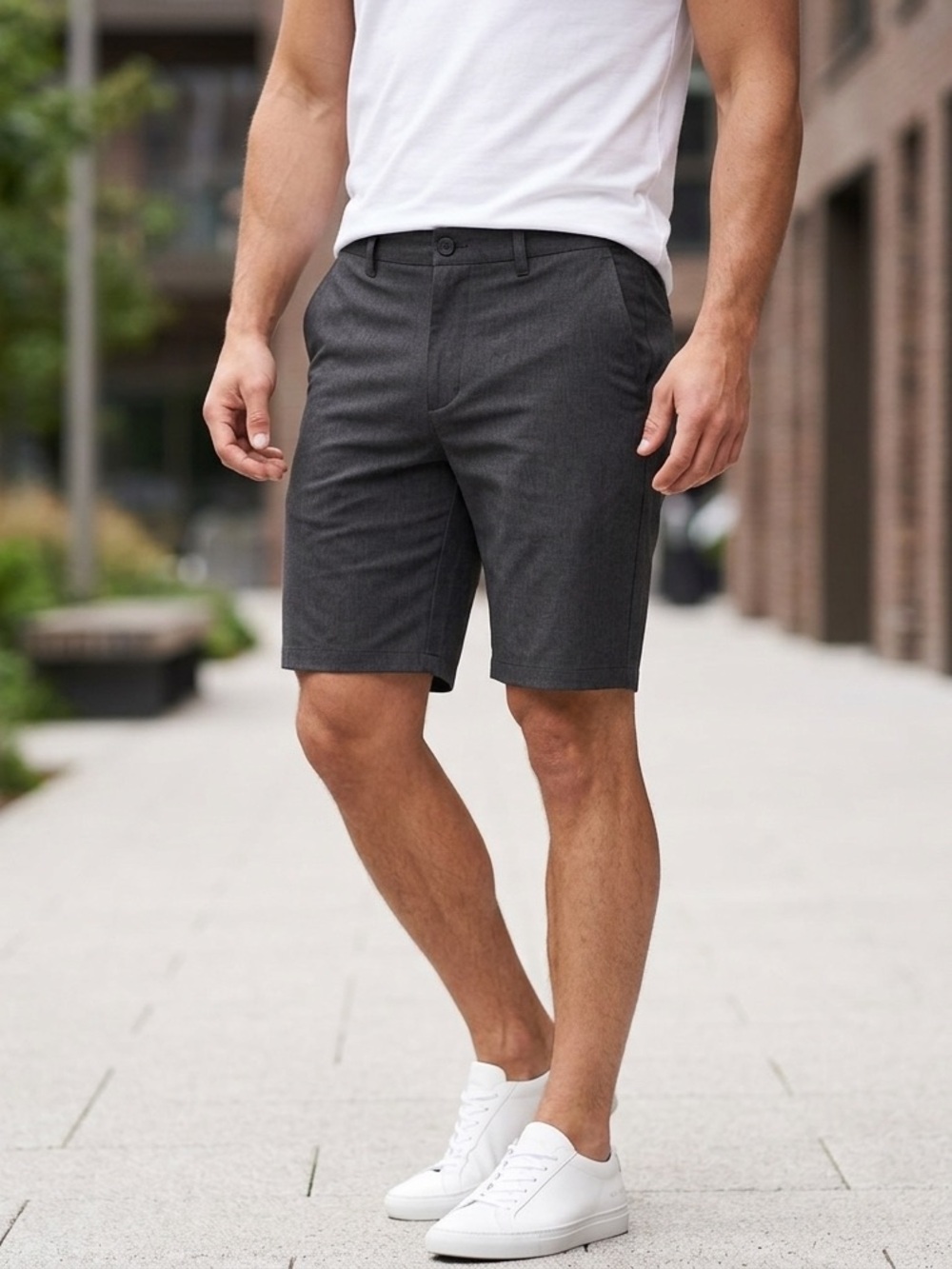 Slazenger Flat-Front Black Golf Shorts, Size 32 Waist, Men’s Dress Shorts
